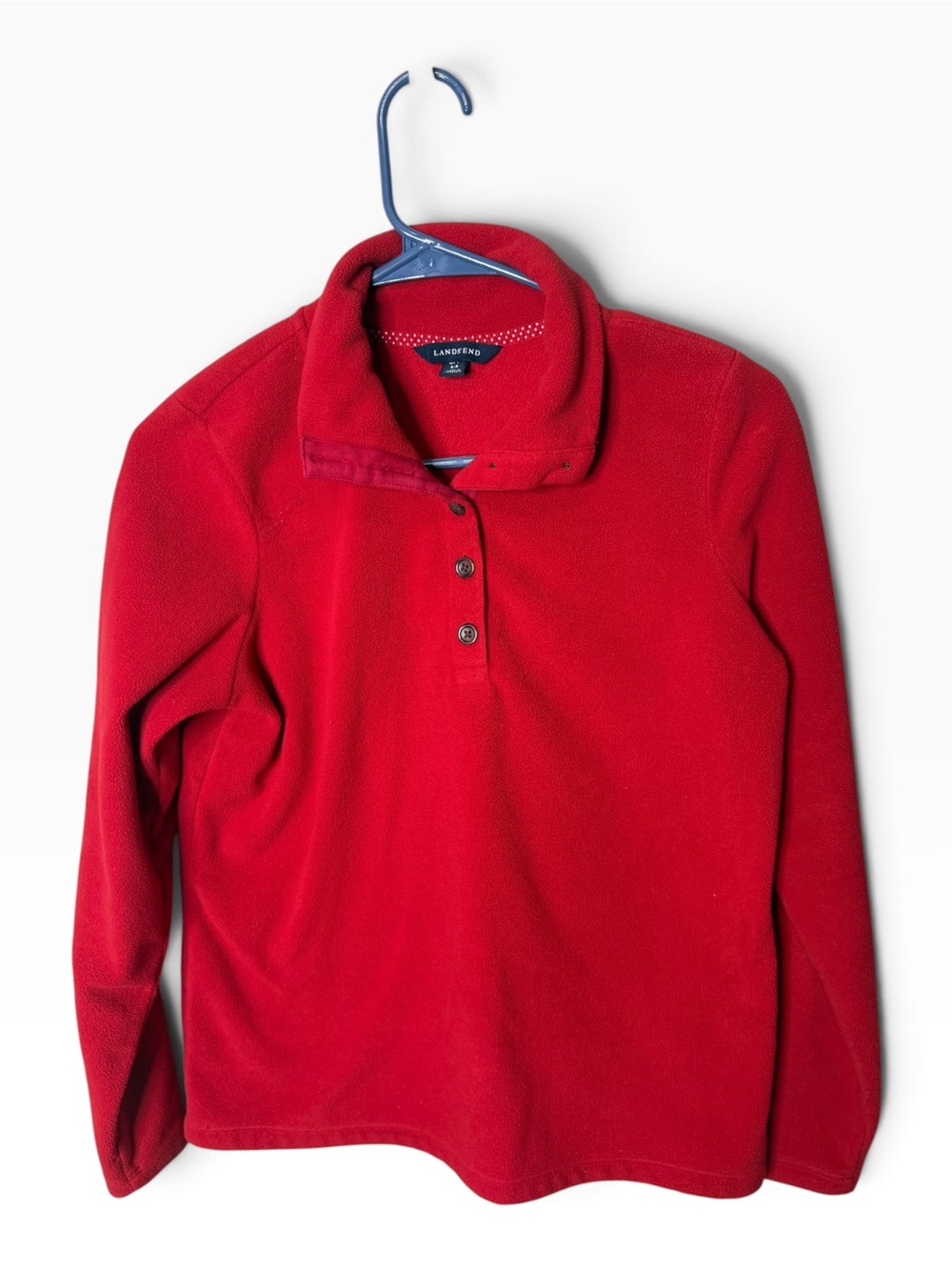 Lands' End Red Size S (6-8) Button Pullover Fleece Sweatshirt